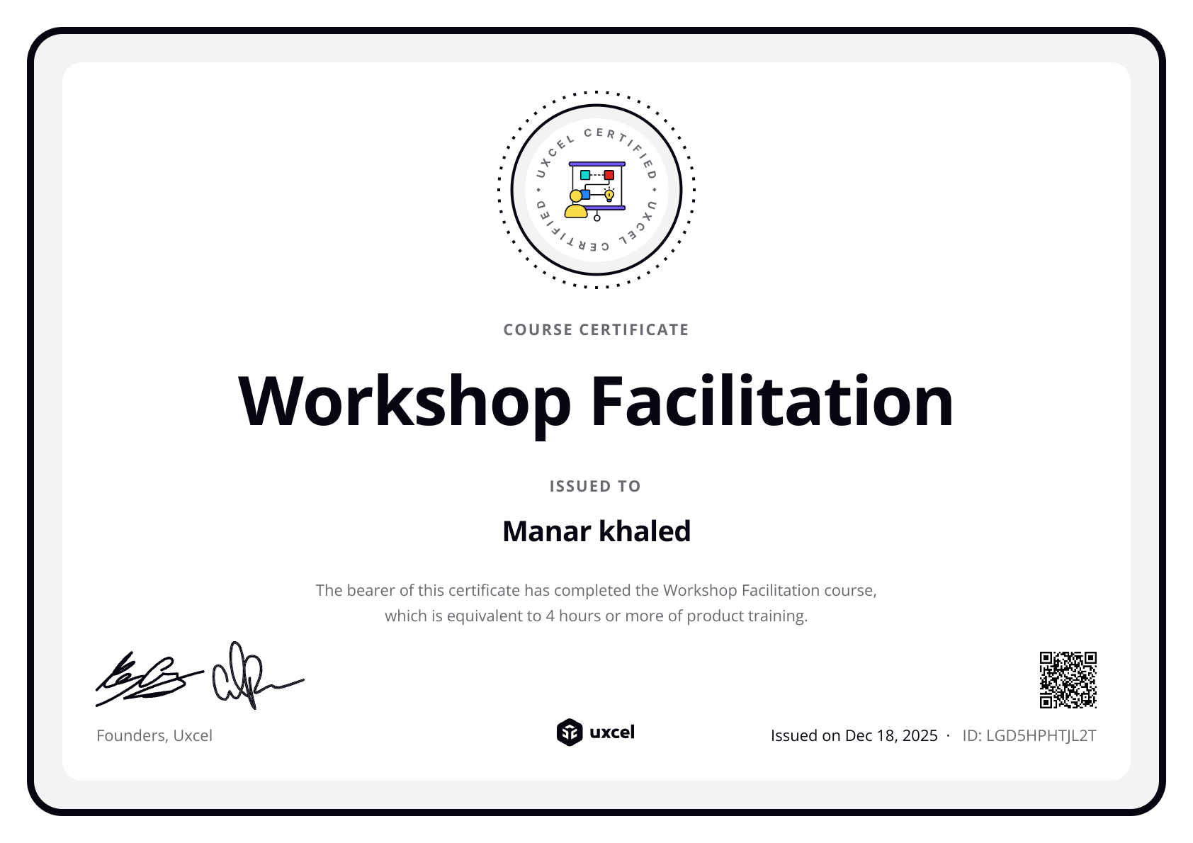 Manar khaled's certificate